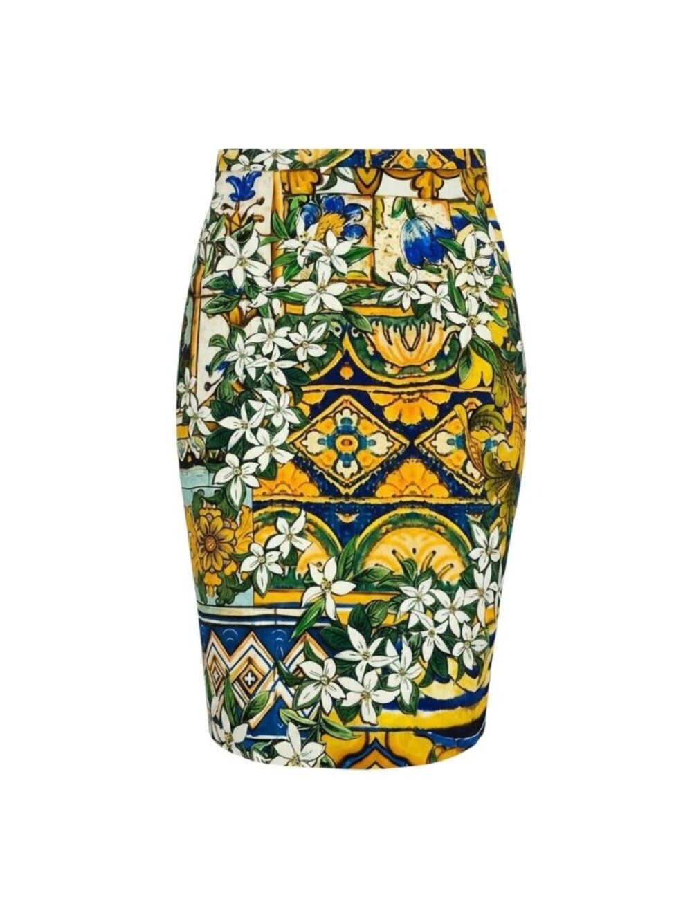Dolce & Gabbana Silk Skirt Mallorcan Floral Knee-Length Multicolor 38